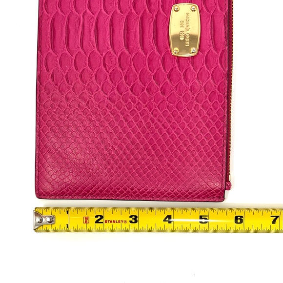 Michael Kors Pink Leather Embossed Snake Print Wristlet Clutch Wallet - Picture 8 of 8